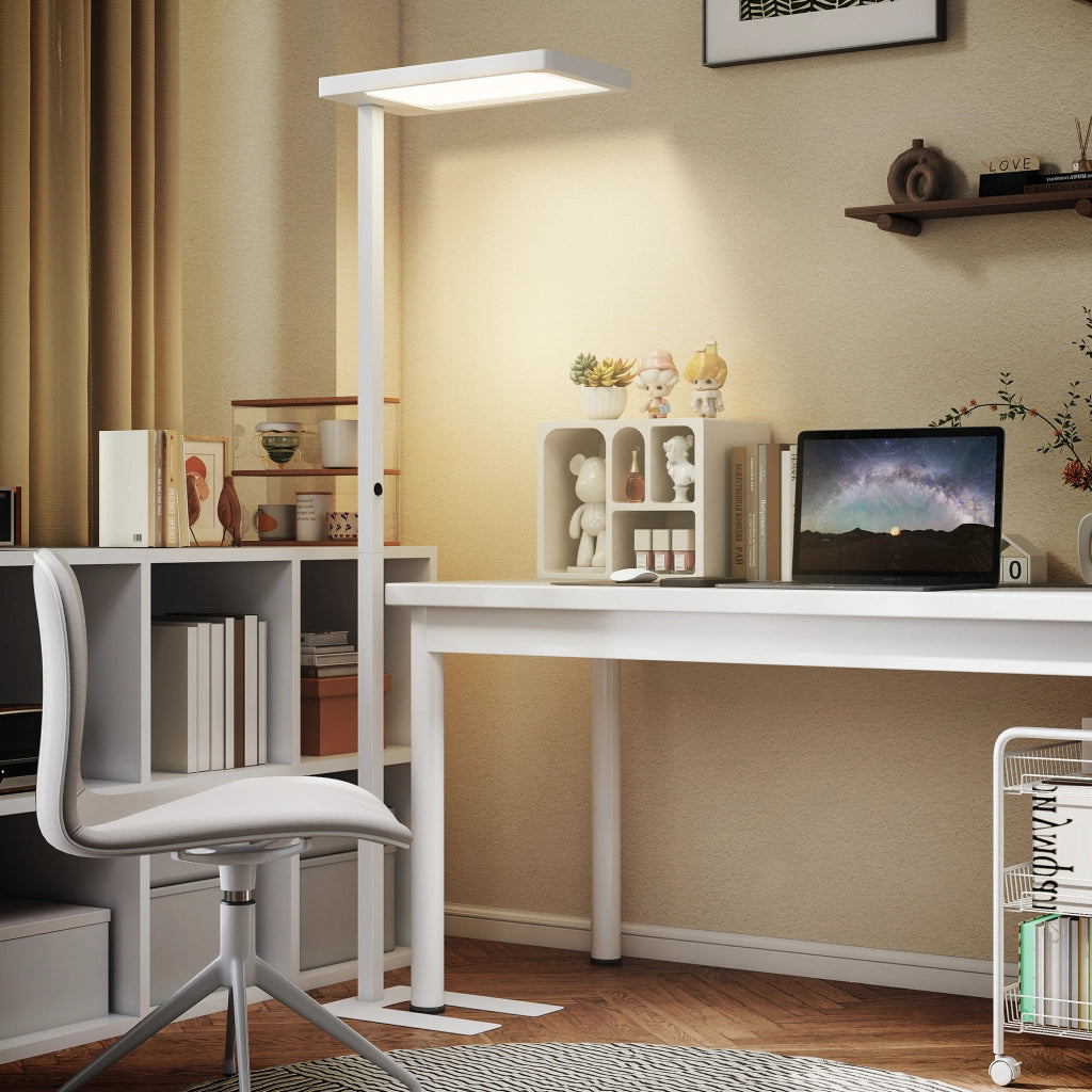 Lampada da terra LED ¨C Minimal ¨C bianco, metallo e plastica, telecomando