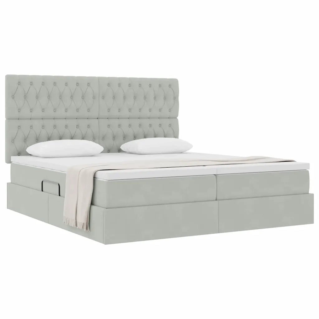 Letto con Contenitore Grigio chiaro 200 x 200 cm Velluto