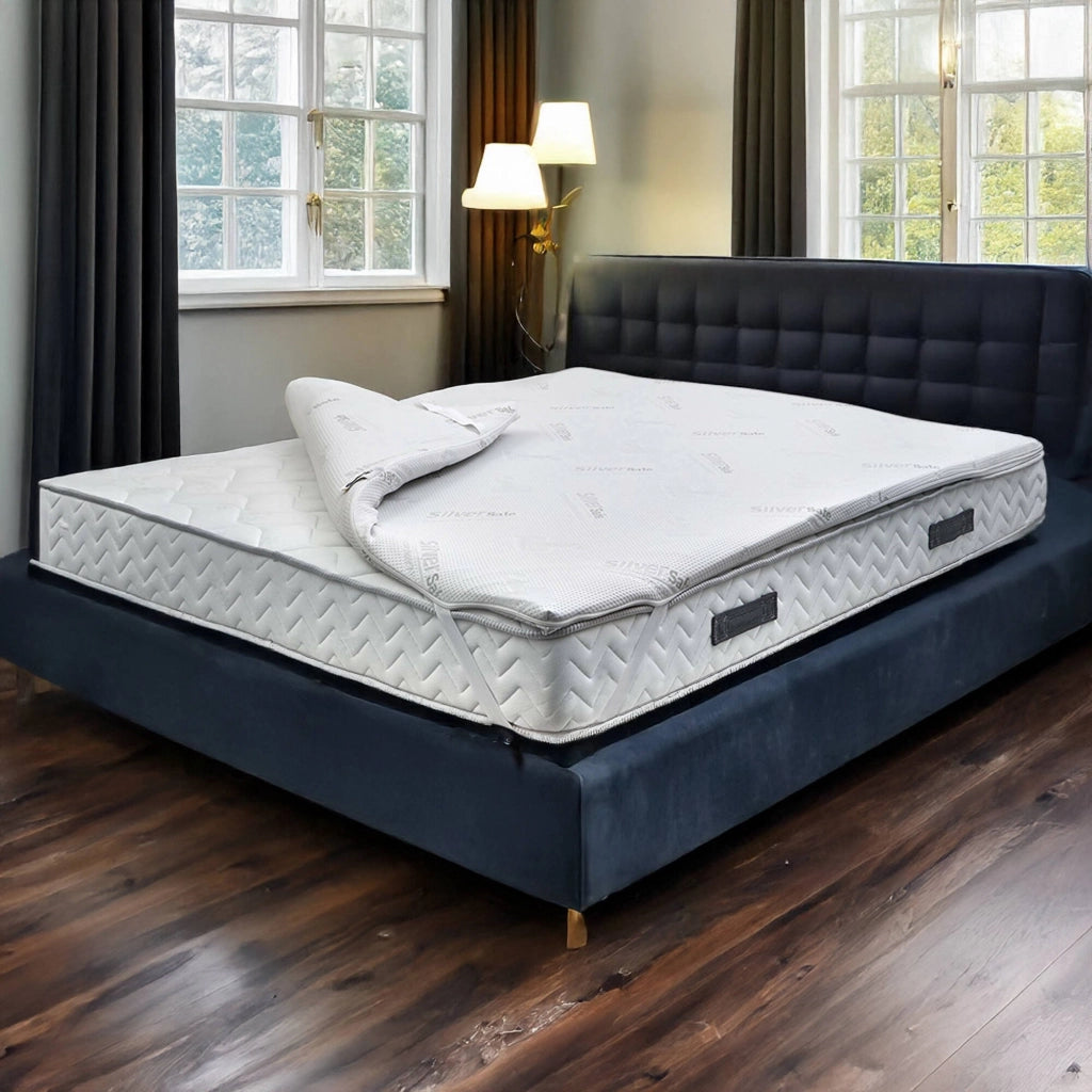 Brickell, Topper Piazza e Mezza Sfoderabile Made in Italy, 190x120x5h cm Bianco