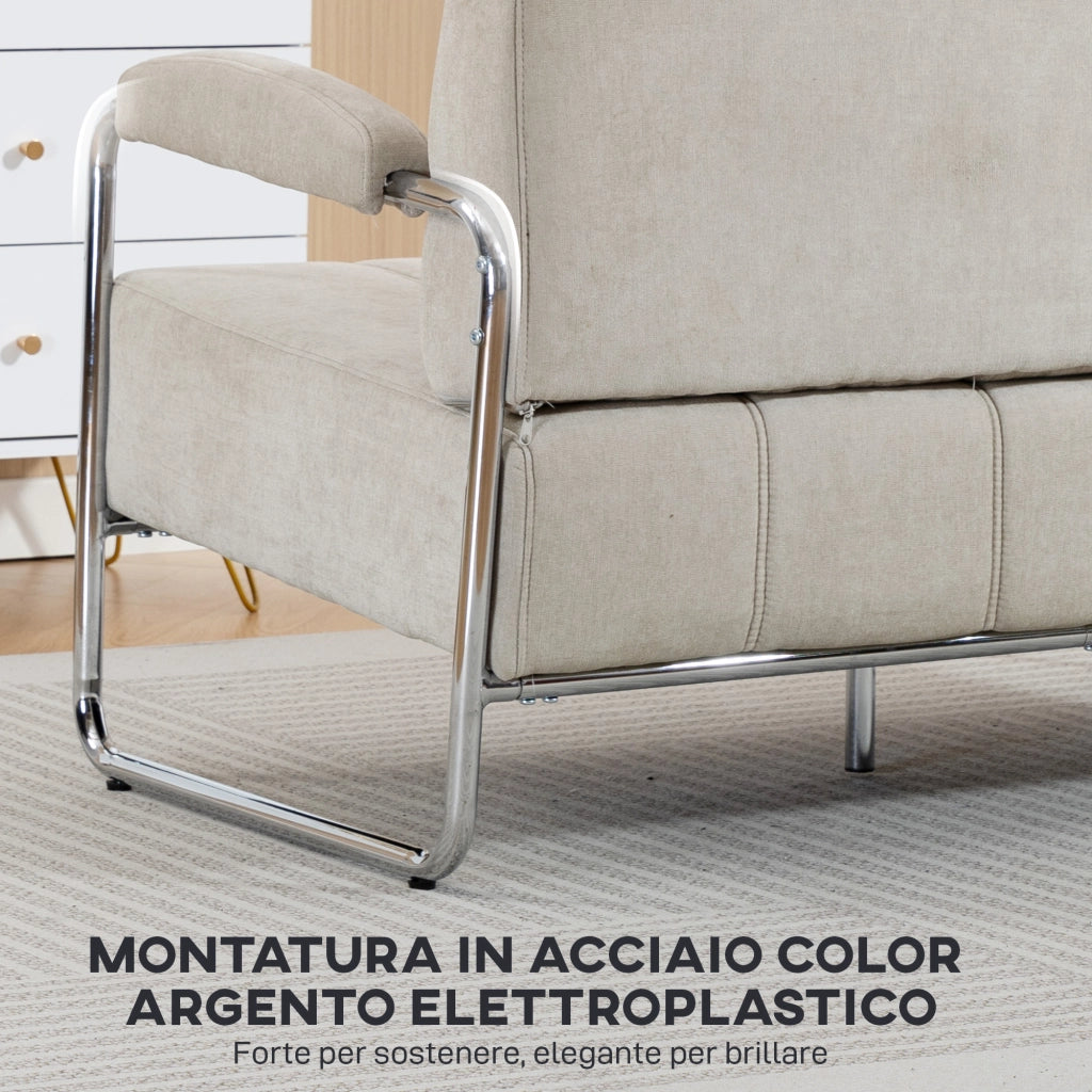 Divano 3 Posti Tessuto Beige ¨C Minimal ¨C 174x75x76 cm