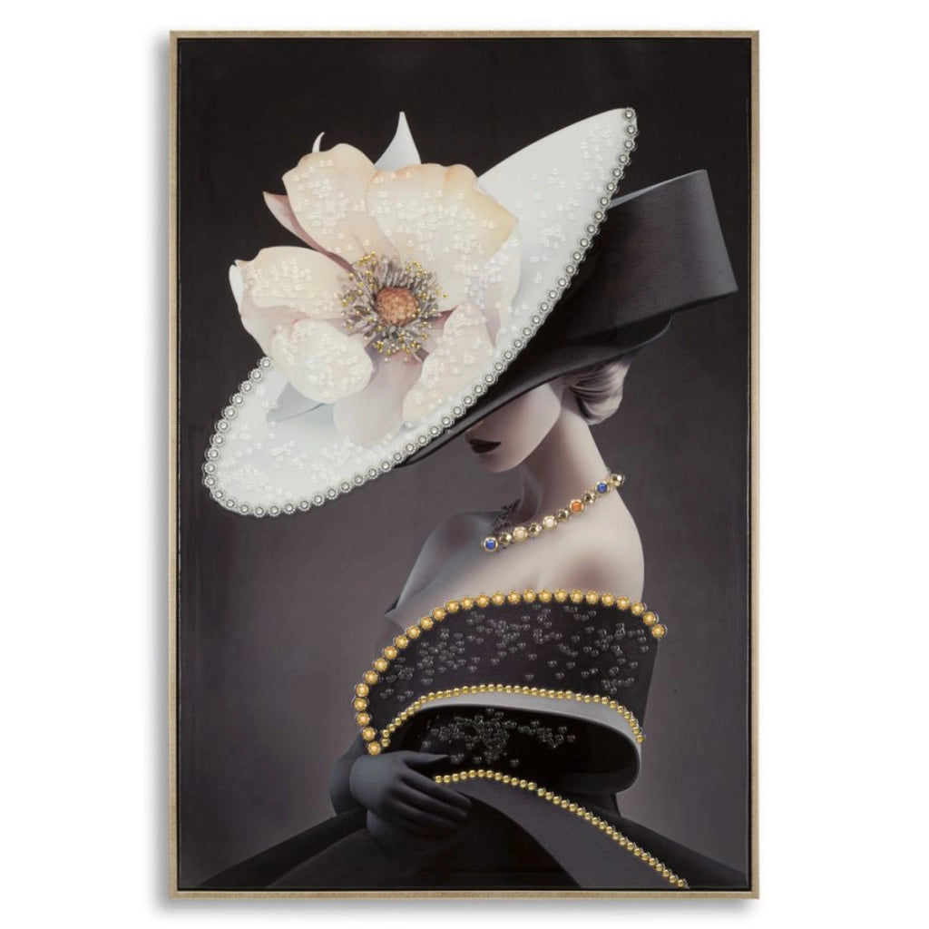 Stampa su Tela Donna con Fiore 1, Multicolore, Legno, 62x4x92 cm