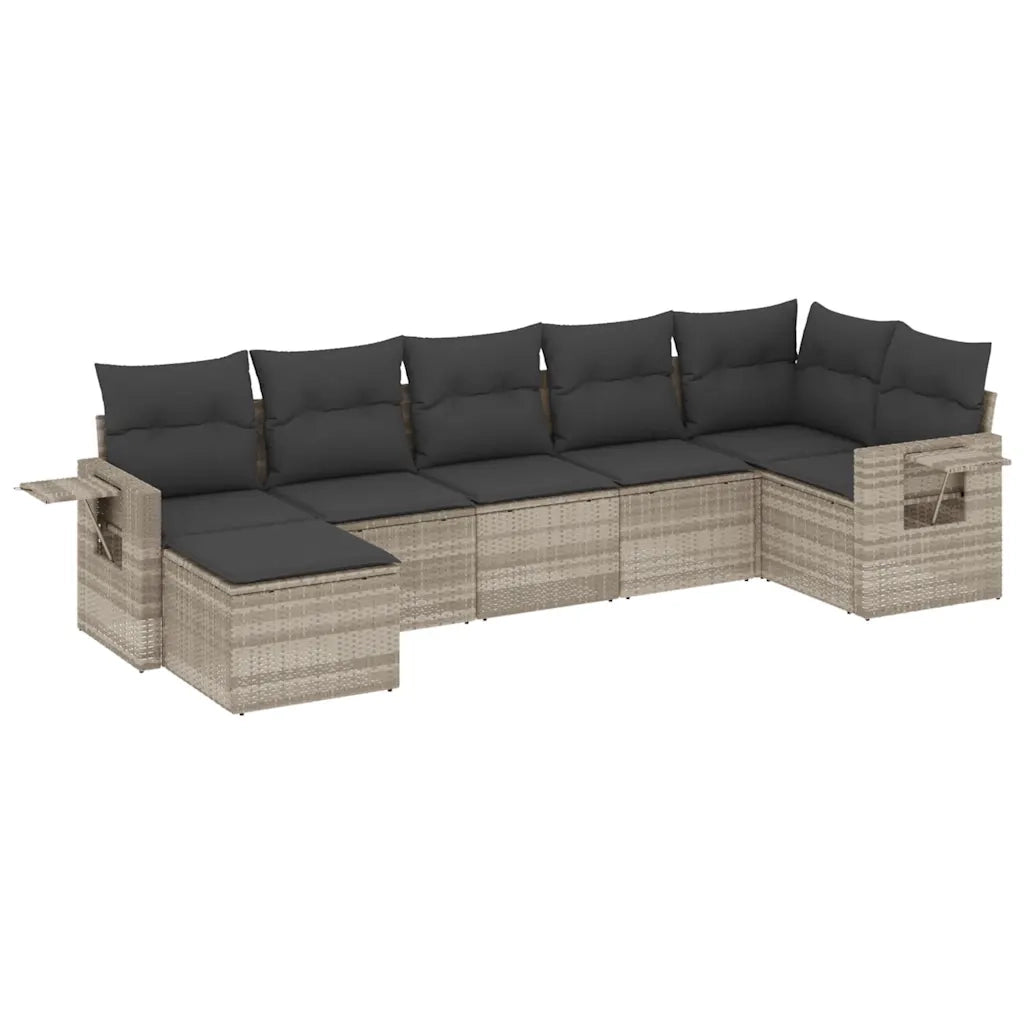Set Divani da Giardino 7pz con Cuscini Grigio Chiaro Polyrattan 3220481