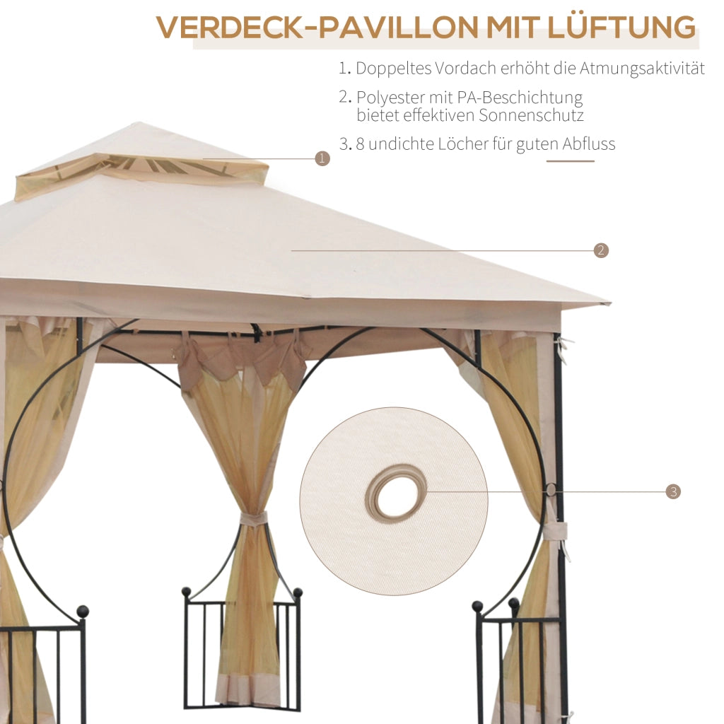 Gazebo da giardino ¨C Minimal ¨C beige e nero 295x295x275 cm