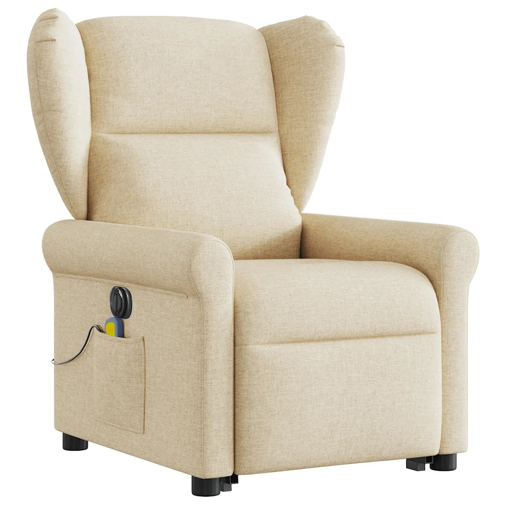 Poltrona Alzapersona Massaggiante Elettrica Crema in Tessuto 3303412