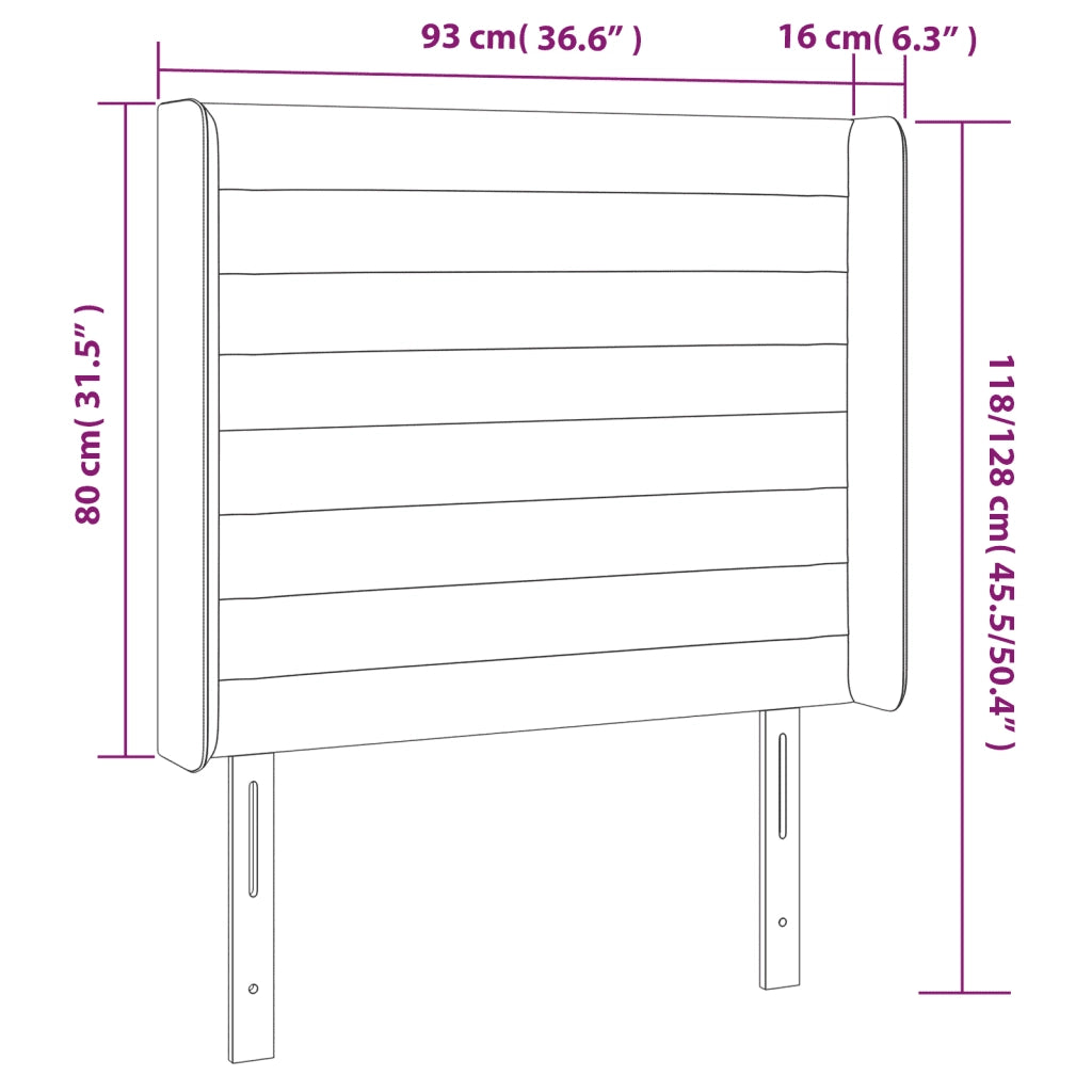 Testiera a LED-Testata con LED Nera 93x16x118/128 cm in Velluto 193916