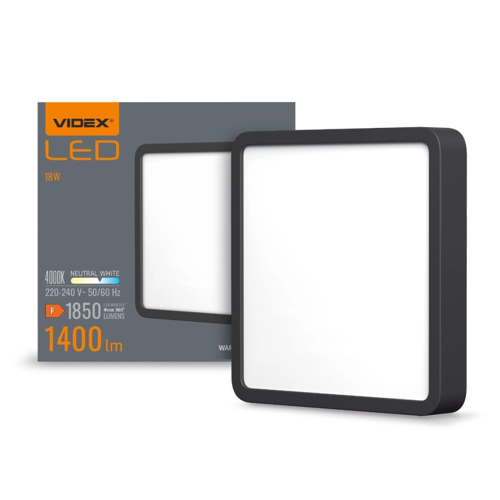 Plafoniera LED quadrata nera 15W 1850lm CCT 19,2cm Videx