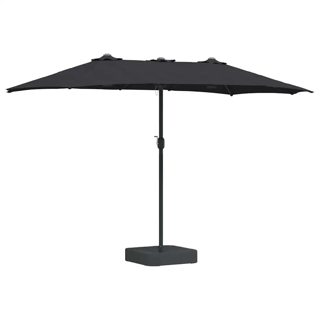 Ombrello da giardino-Ombrellone da spiaggia Nero 385 x 209 x 244 cm