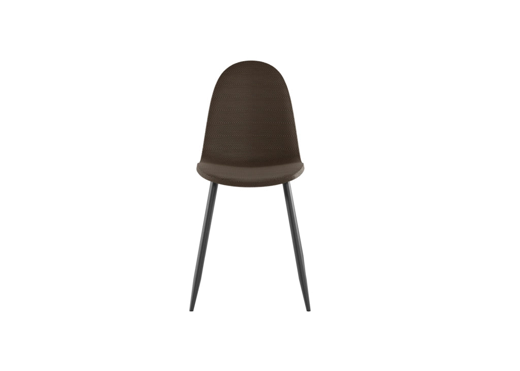 Sedia Martina in similrattan marrone con struttura in metallo grigio scuro - Design ergonomico per sala da pranzo 38x43x86,5 cm