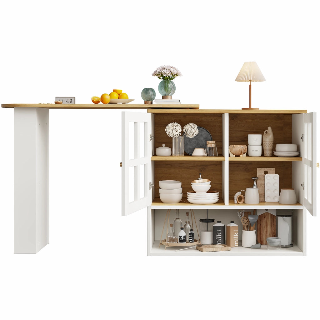 Credenza Girevole con Vetro e Ripiani ¨C MINIMAL ¨C Bianco
