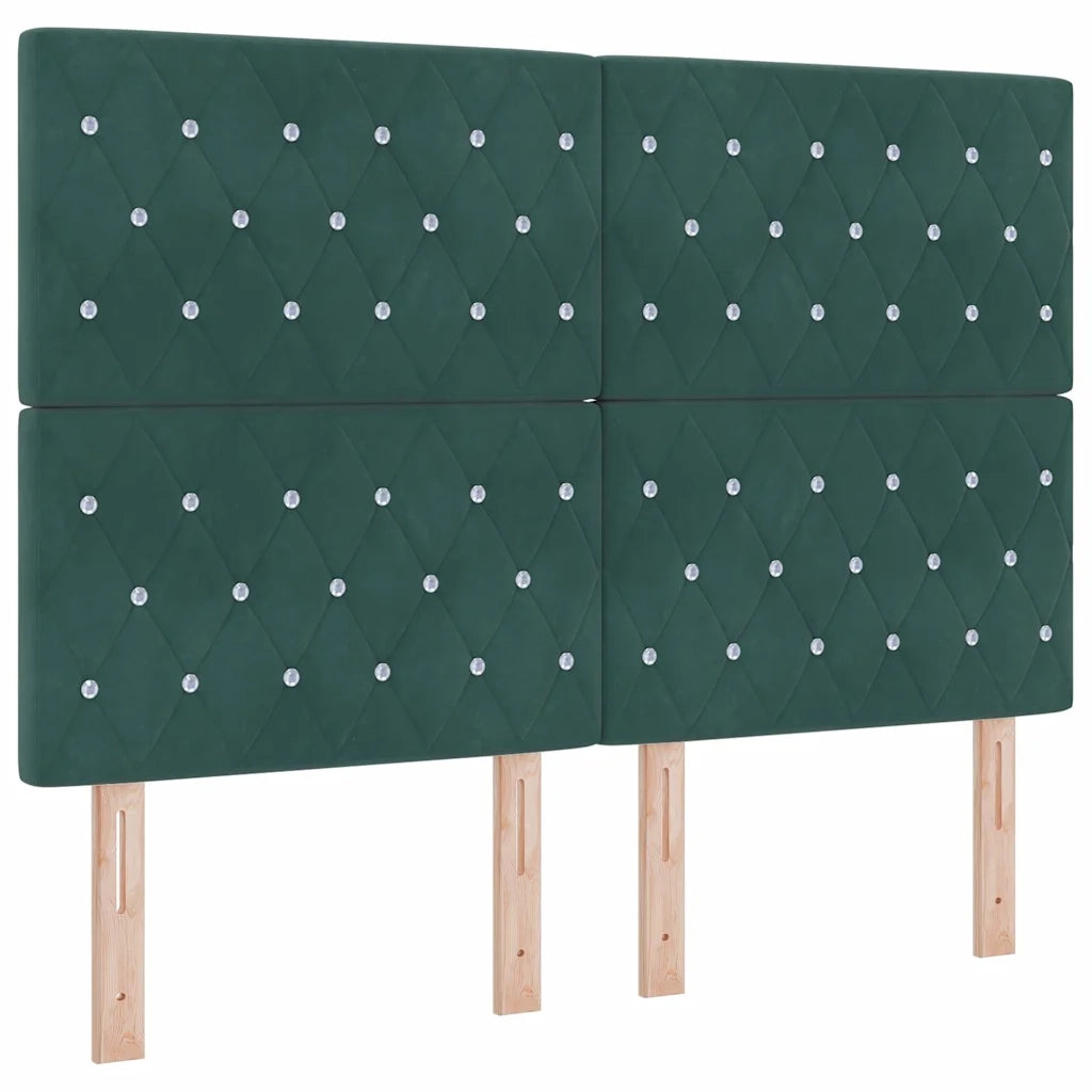 Letto a molle con testiera Verde Scuro 140 x 190 cm Velluto 3344876