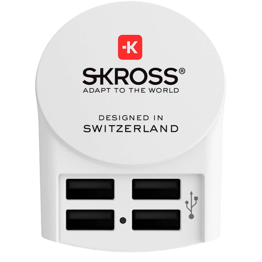 Adattatore Caricatore Europa 4 porte USB-A Potente e Compatto Bianco Skross