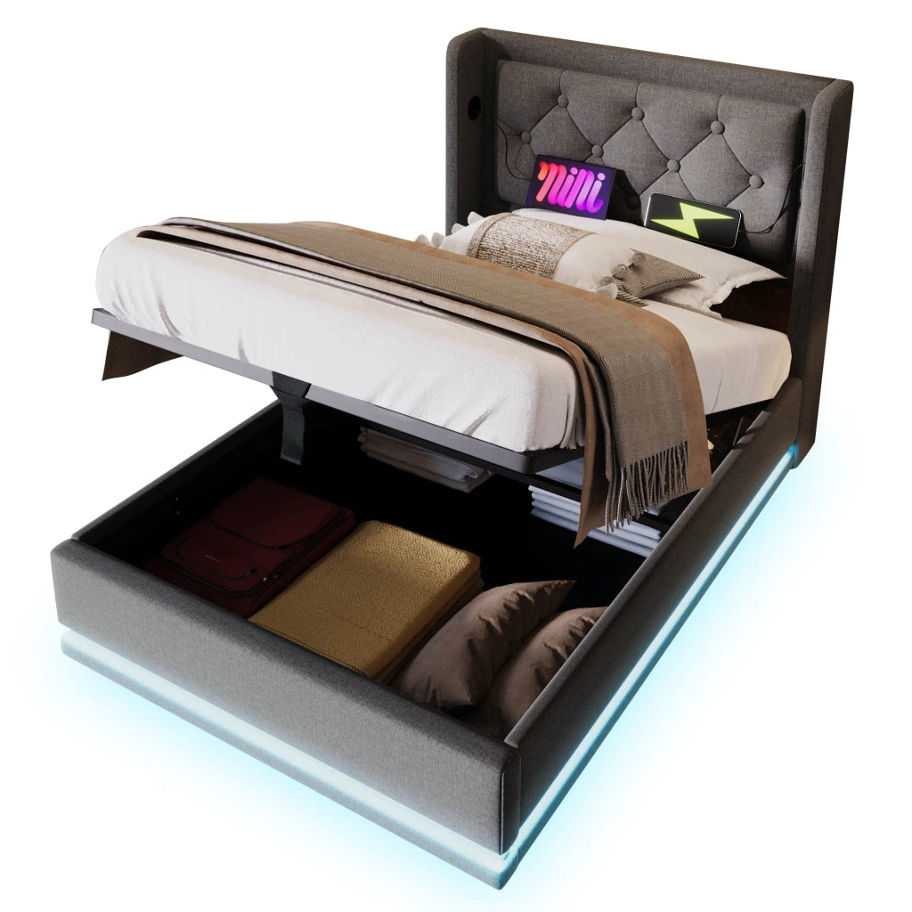 letto imbottito cotone grigio 90 x 200 cm