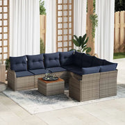 Set Divano da Giardino 9 pz Grigio polyrattan 3347437