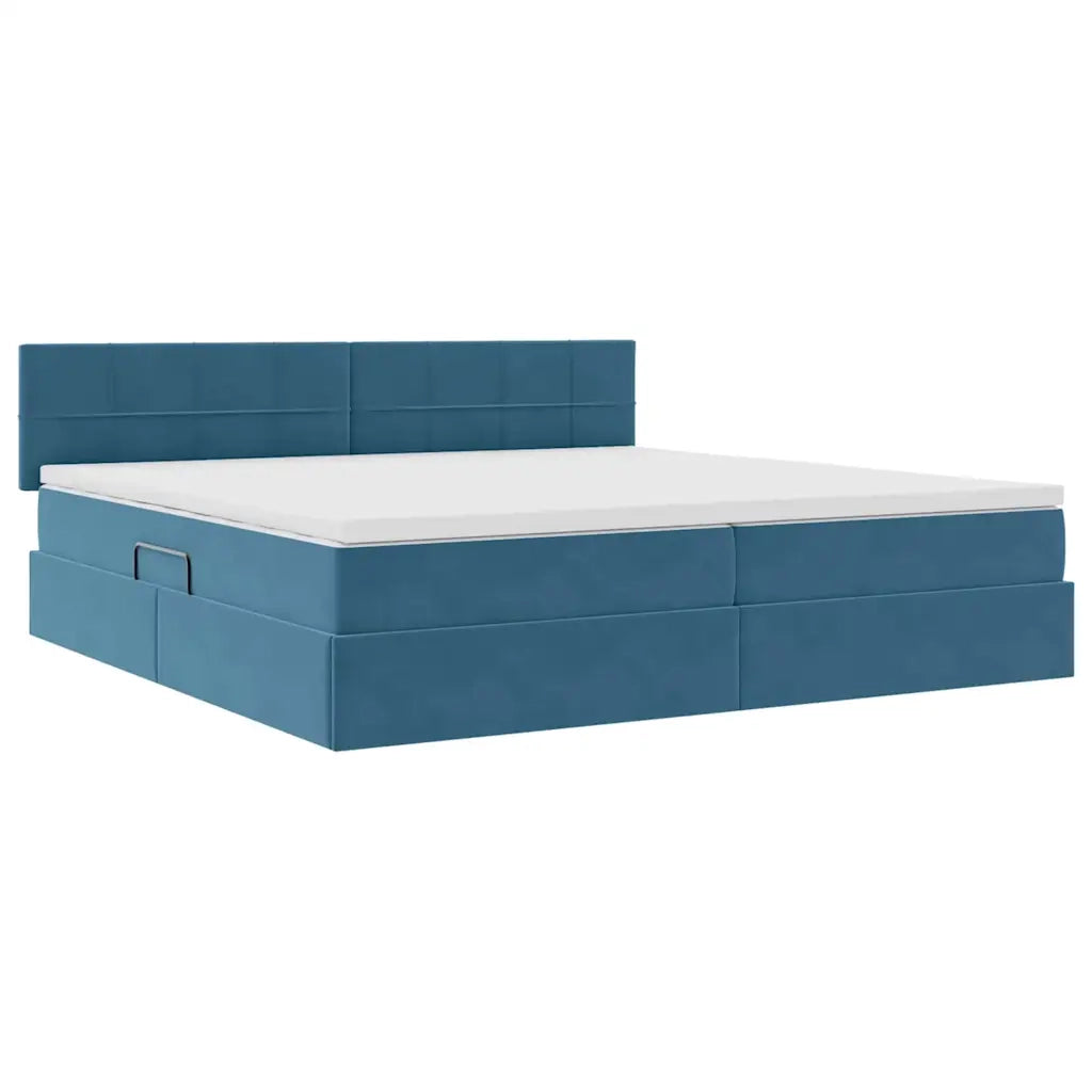 Letto con Contenitore Blu Scuro 200 x 200 cm Velluto