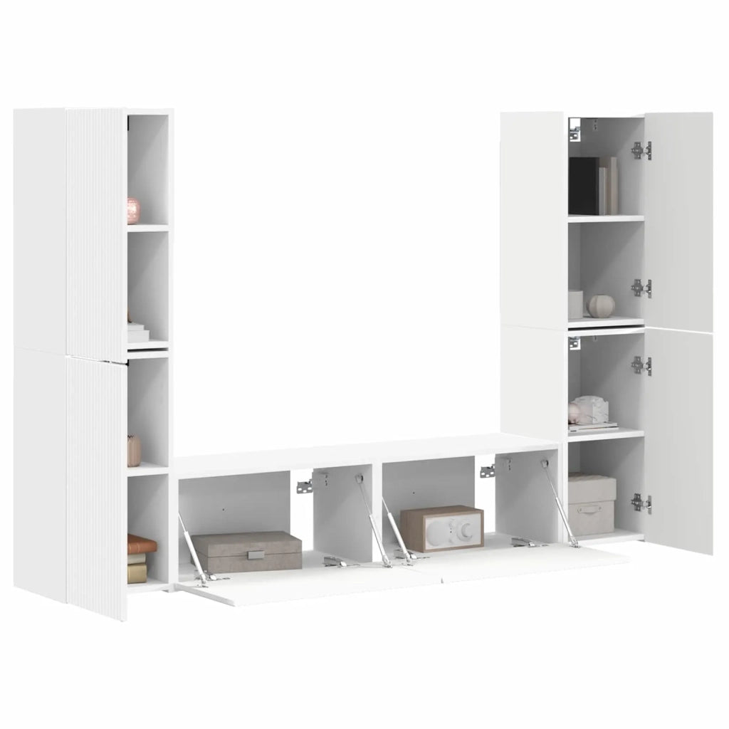 Set mobile TV 6 pcs Bianco Legno multistrato 3409105