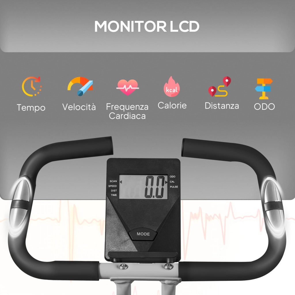 Cyclette Pieghevole Magnetica 8 Livelli Display LCD ¨C Zephmum ¨C Grigio e Nero