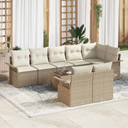 Set Divano da Giardino con archiviazione 9 pcs Beige polyrattan 3354090