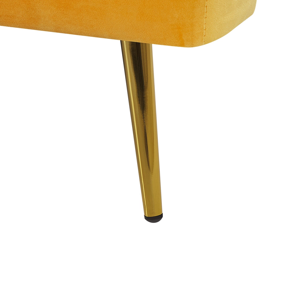 Divano Letto Velluto Giallo 3 Posti Click Clack Gambe In Metallo Dorato
