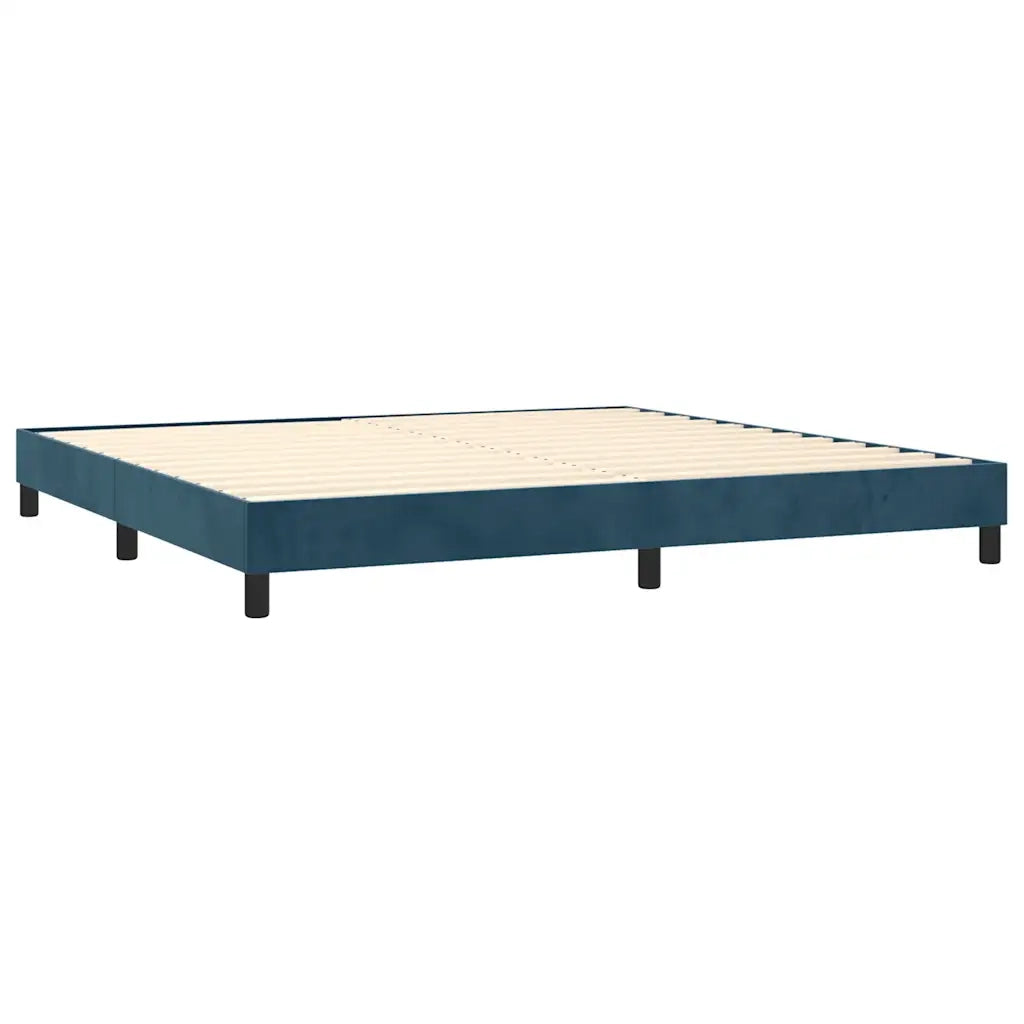Letto a Molle con Materasso e LED Blu Scuro 200x200 cm