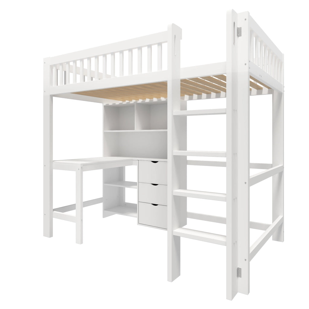 Letto a Soppalco con Scrivania e Cassetti ¨C MINIMAL ¨C Bianco 90x200