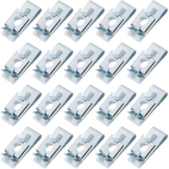 Viti a U in acciaio galvanizzato - 20 pezzi - M6 - Accessori di fissaggio per portiera - Ricambio - Viti a veer - Adatti per accessori di fissaggio leggeri - Color argento