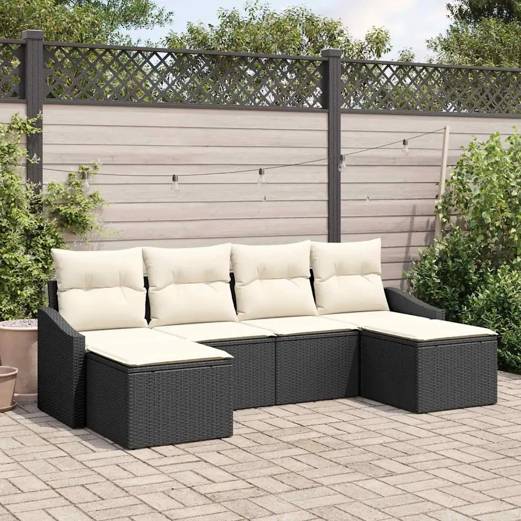 Set di divani con cuscino 6 pcs Nero polyrattan 3346827