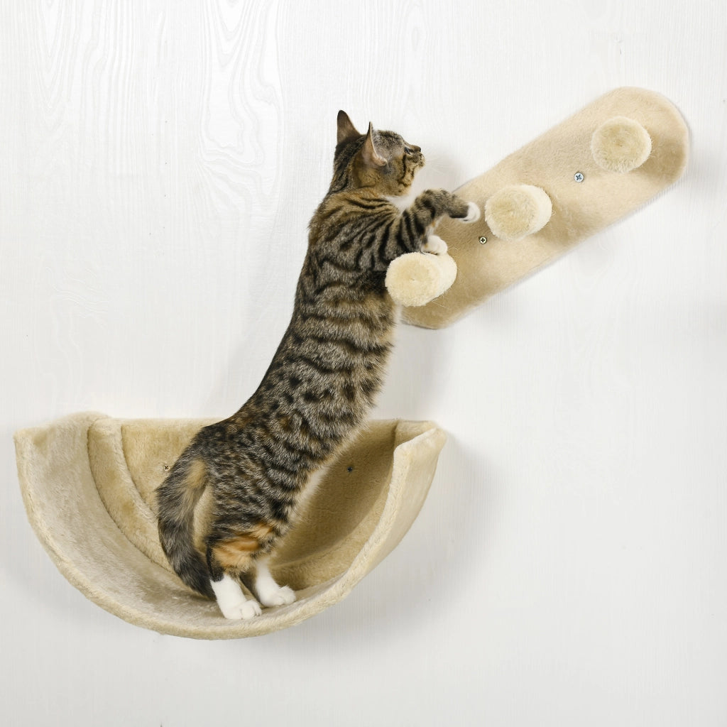 Set arrampicata per gatti con scala, amaca, piattaforma e tiragraffi ¨C Minimal ¨C 4 pezzi, beige