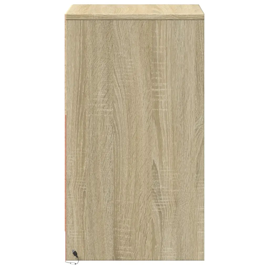 Comodino con Luci LED Rovere Sonoma in Legno Multistrato 852014