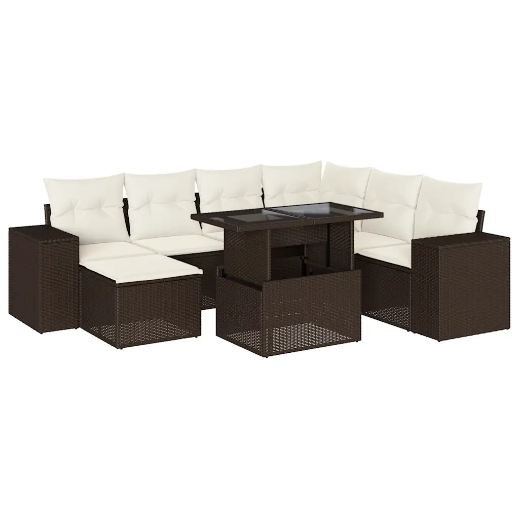 Set Divani da Giardino 8 pz con Cuscini Marrone in Polyrattan 3269333