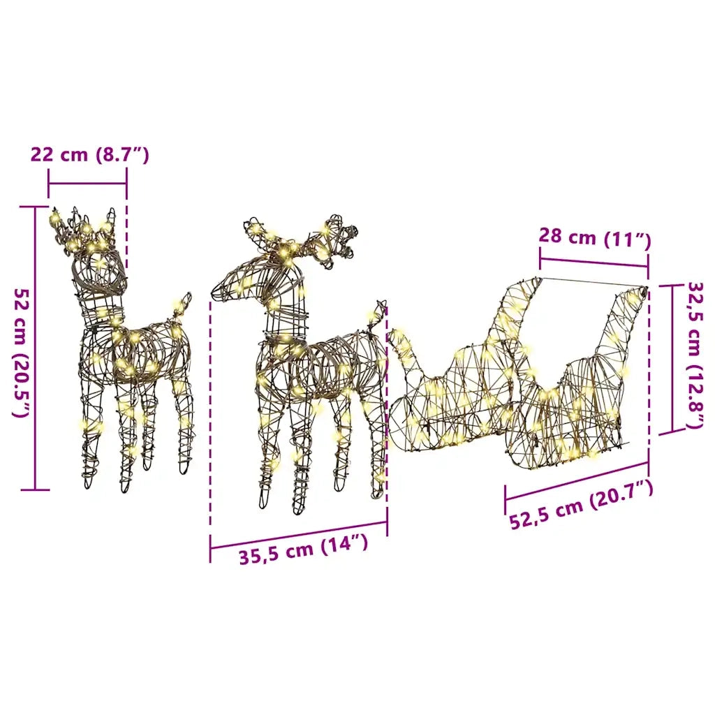 Slitta trainata da renna Bianco caldo 53 x 28 x 33 cm Rattan 42019083