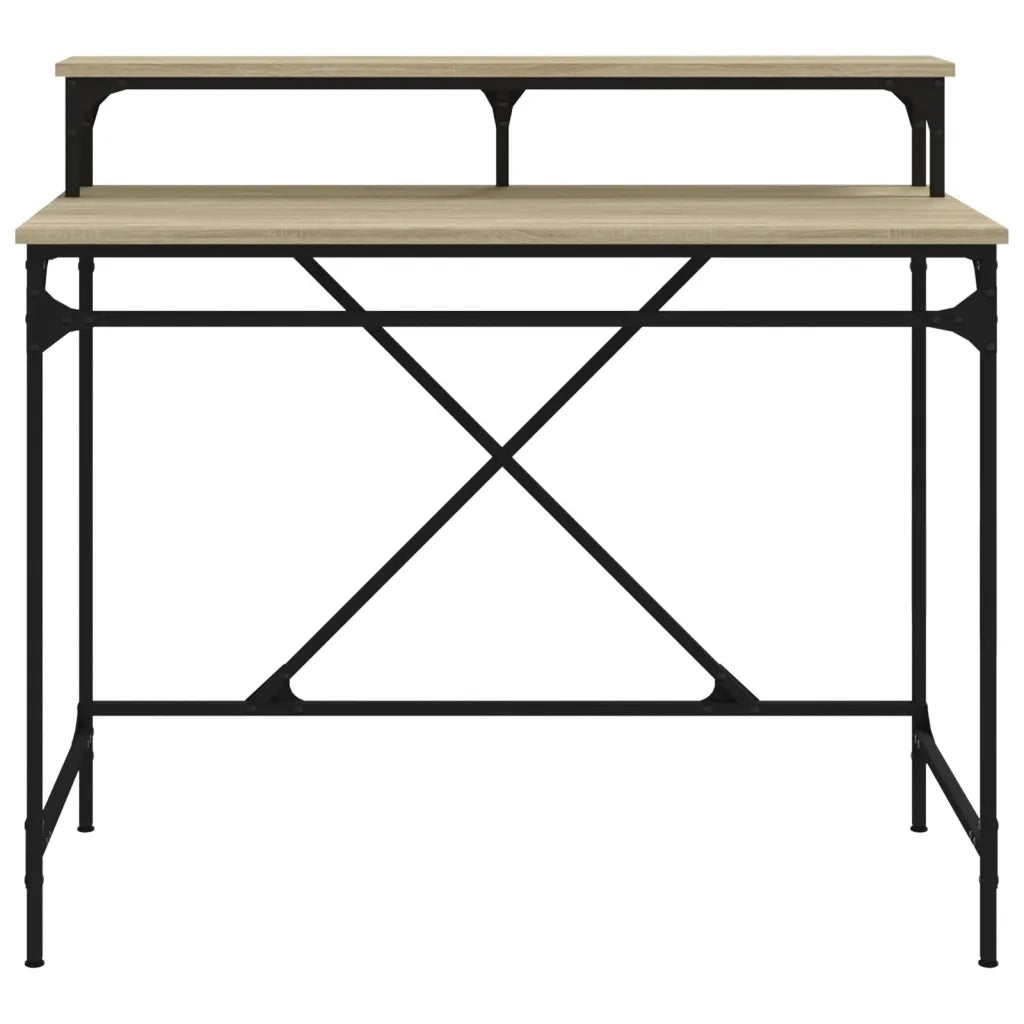 Scrivania | Tavolo da Ufficio Rovere Sonoma 100x50x90 cm Legno Multistrato e Ferro