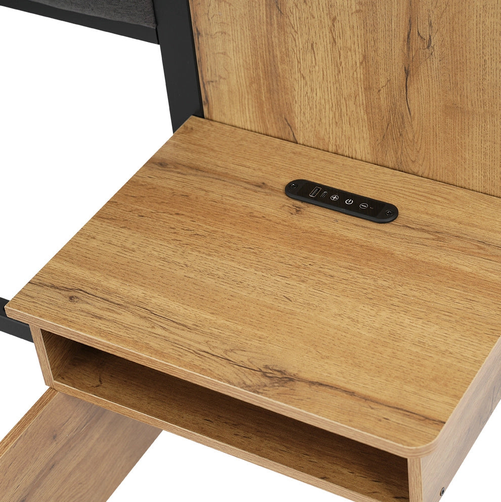 Letto matrimoniale 180x200 con comodini, luci LED e panca contenitore