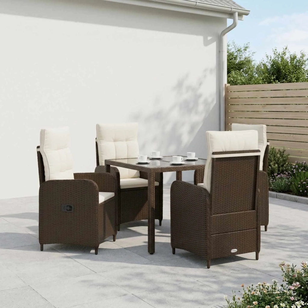 Set da pranzo per esterni 5 pz Marrone e Bianco Crema 3422311