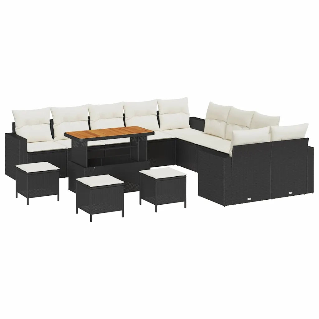 Set Divano da Giardino 18 pcs Nero e Crema polyrattan 3363630