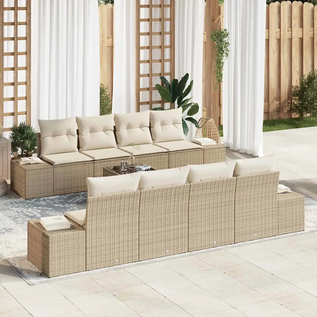 Set Divano da Giardino 7 pcs Beige e Crema polyrattan 3346991
