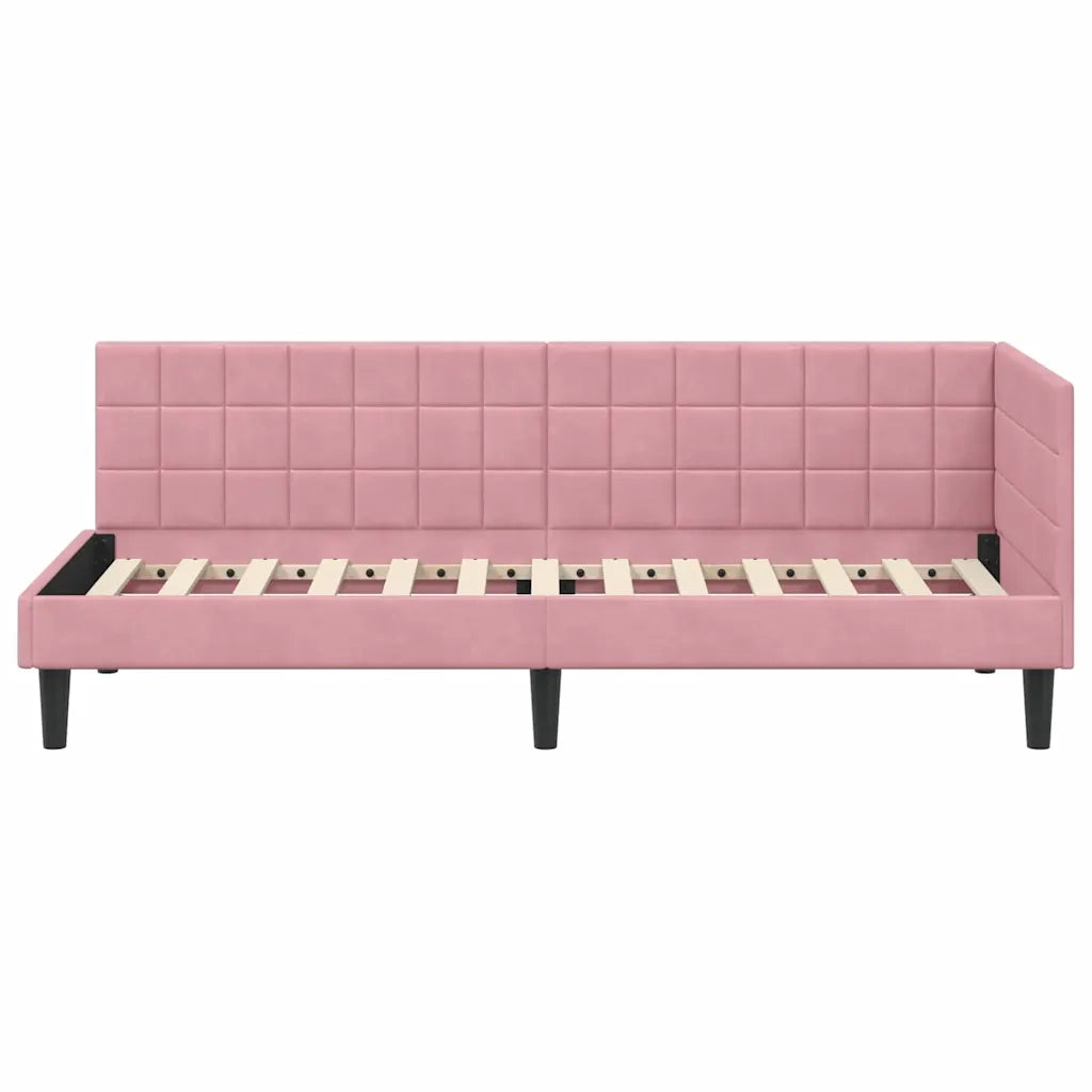 Cornice del letto ad angolo Rosa 80 cm x 200 cm Velluto 42016411