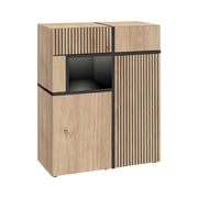 Buffet CRISS – 2 porte, 2 cassetti, LED – Rovere chiaro e nero