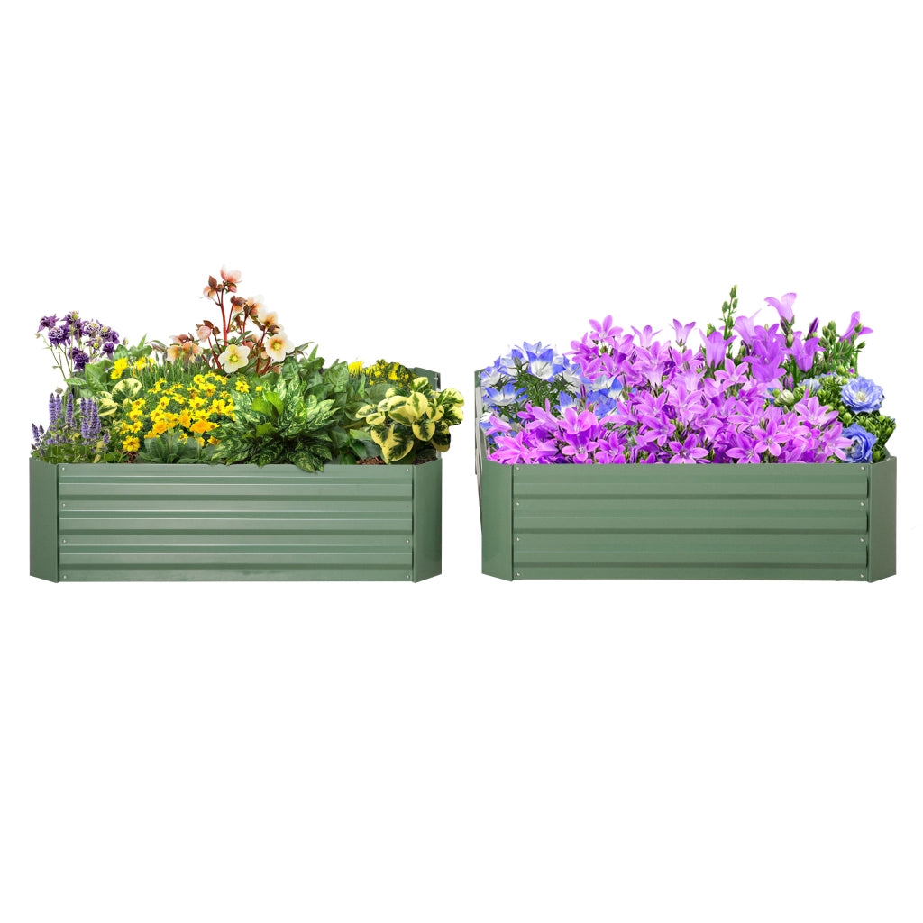 Set di 2 Letti per Orto Rialzati in Acciaio Zincato per Piante e Ortaggi, 100x100x30cm