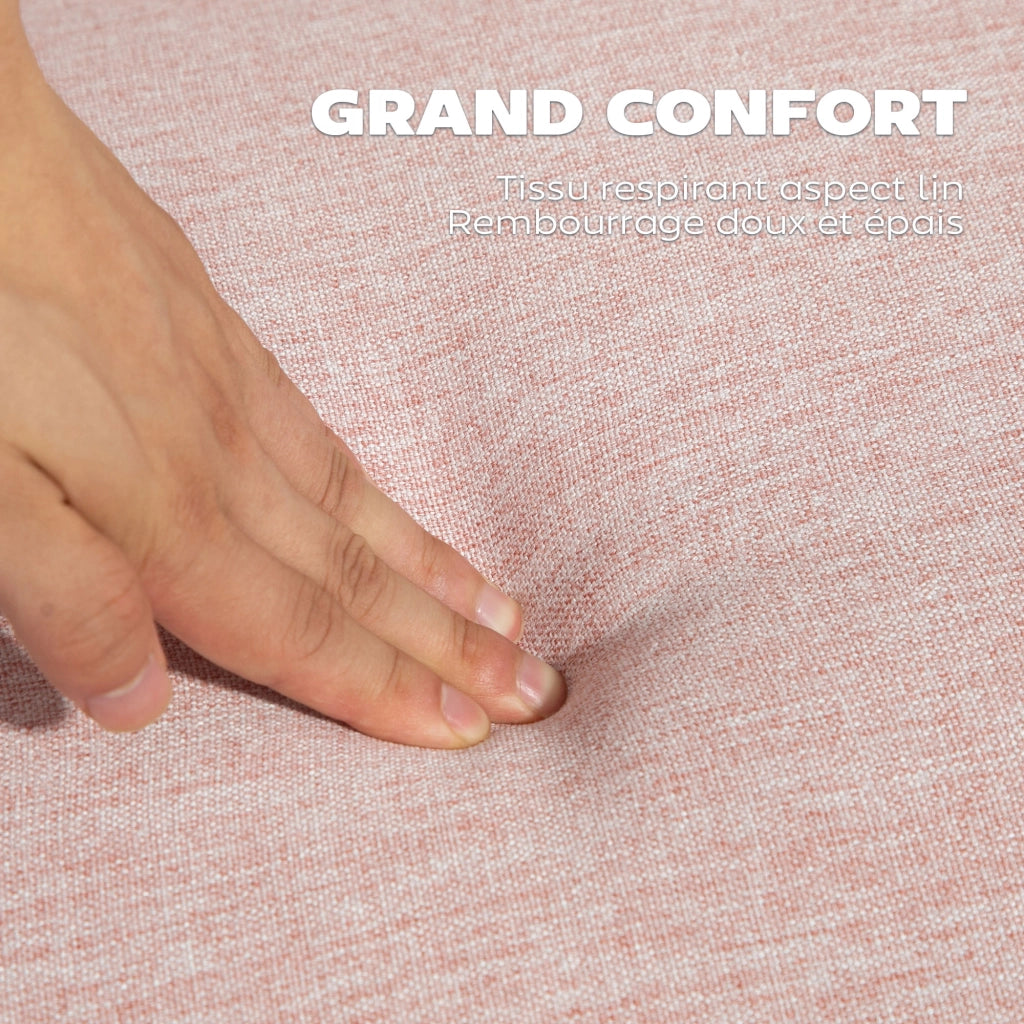 Divano letto 2 posti ¨C zephmum ¨C Tessuto rosa, struttura in legno
