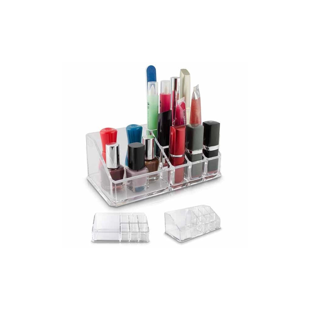 Trade Shop - Organizer Trucchi E Cosmetici 9 Scomparti Organizzatore In Acrilico Trasparente -