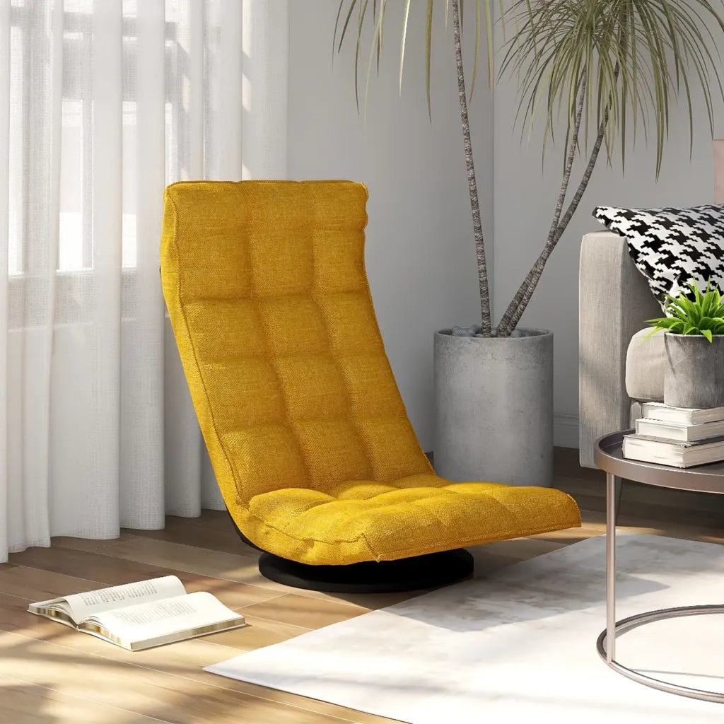 Sedia da Pavimento Girevole Giallo Senape in Tessuto 336581