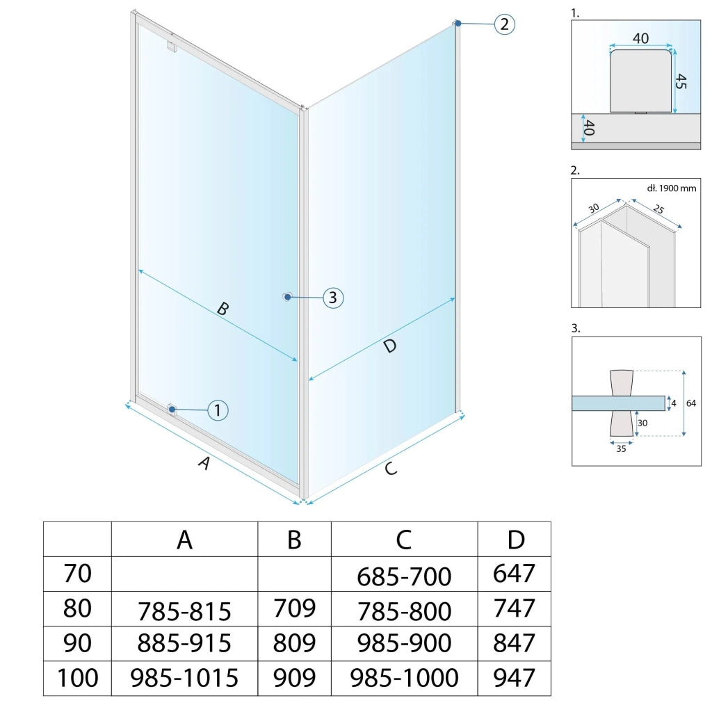 Cabina Doccia Rea Primo Swing 100x80 Chrome