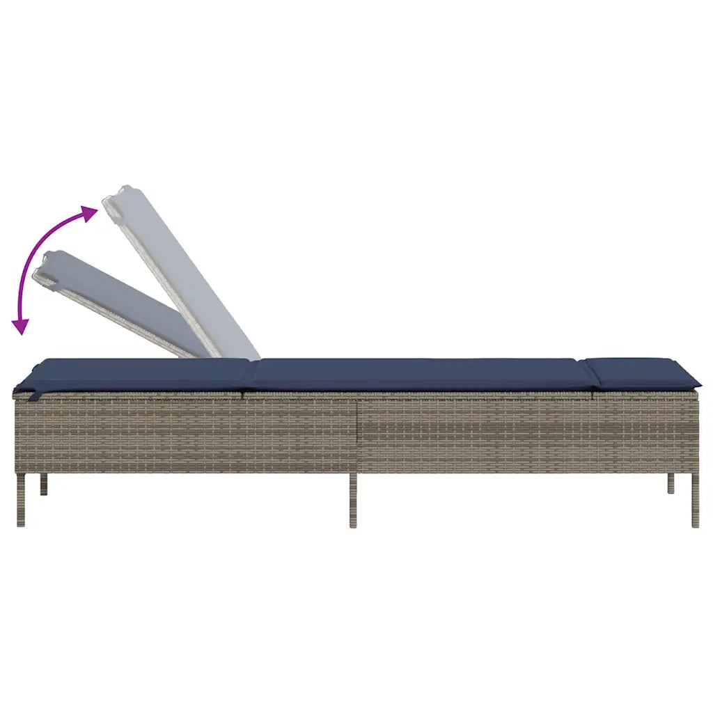 Lettino prendisole con Cuscino in Polyrattan Grigio 4002725