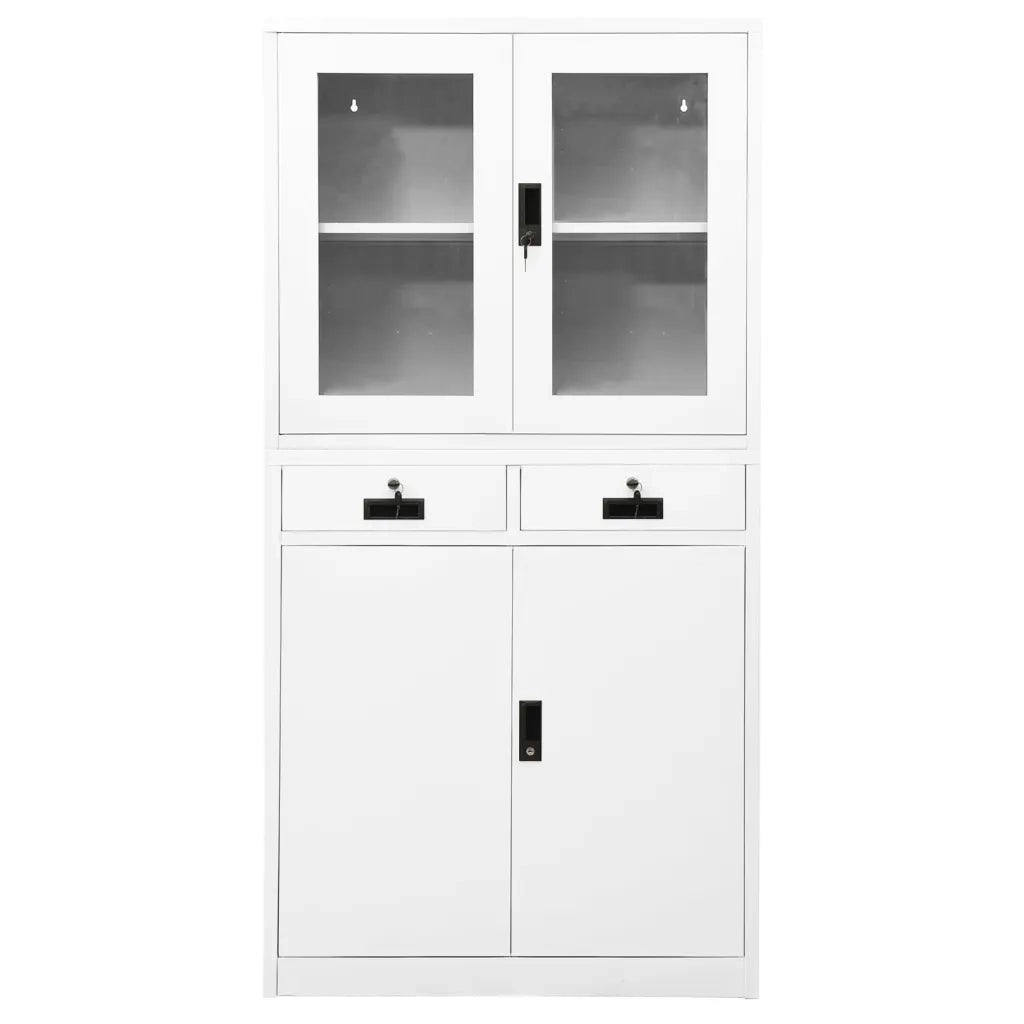 Armadio per Ufficio Bianco 90x40x180 cm in Acciaio e Vetro 336421