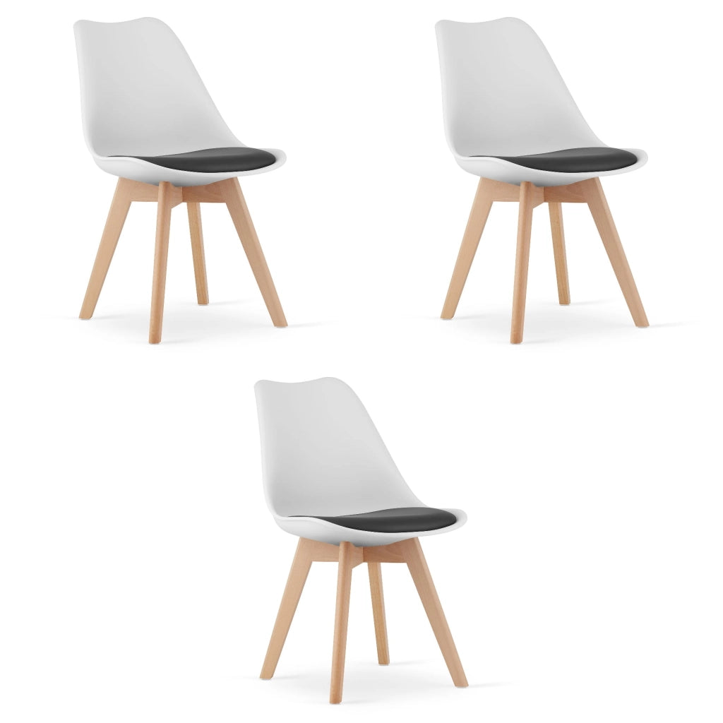 Sedia VALORA RIXK nera e bianca con gambe naturali x 3