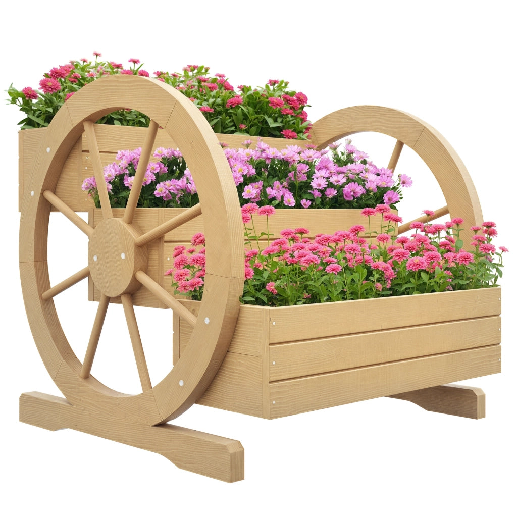 Fioriera a 3 livelli con ruote ¨C Xylo ¨C Legno di pino 62x61x57 cm