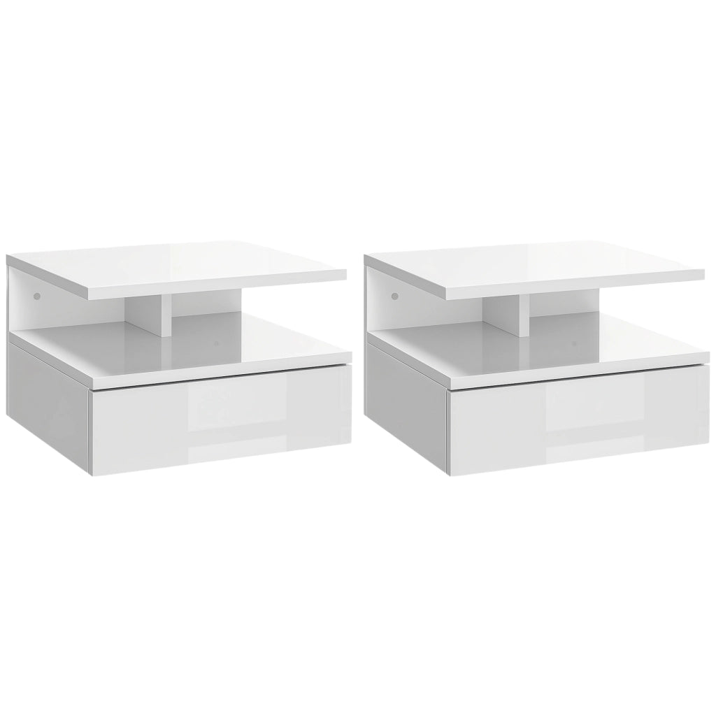 Comodini ¨C Minimal ¨C 2 pezzi, bianco, legno, 35x32x22.5 cm