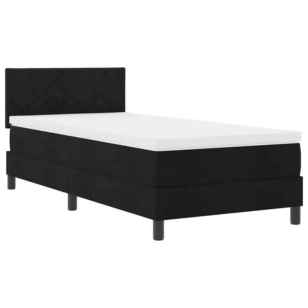 Letto a molle con materasso con led Nero 90 x 190 cm Tessuto