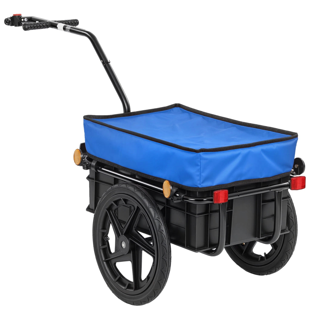 Rimorchio per Bicicletta ¨C Xylo ¨C 40 kg, Copertura Oxford Impermeabile, Riflettori, Telaio Acciaio, 144x59x80 cm, Blu