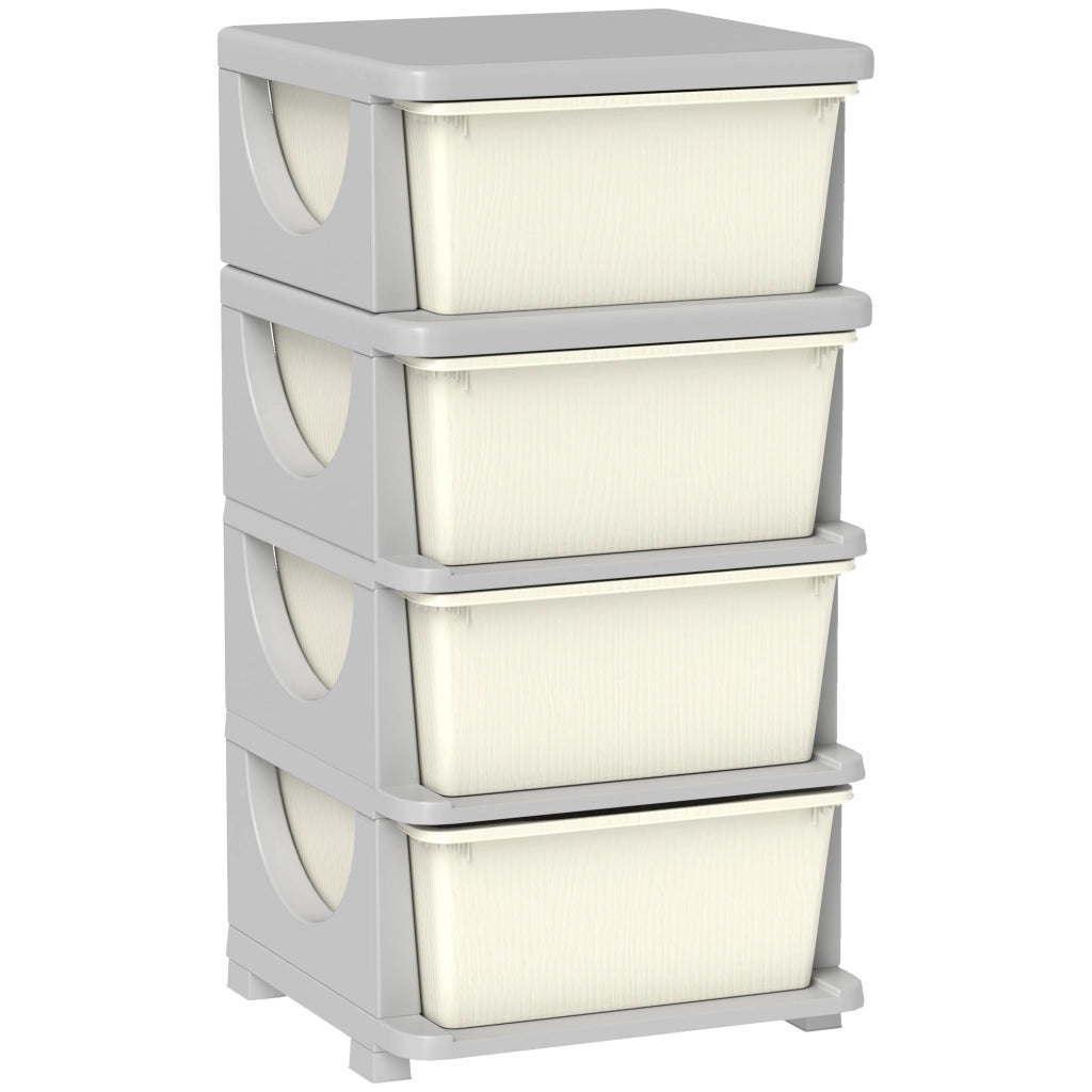 Cassettiera per Cameretta 4 Cassetti 37x37x76 cm in Plastica Crema